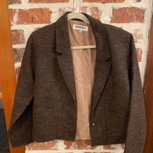 Windbridge Cheryl Nash tweed brown jacket with shoulder pads